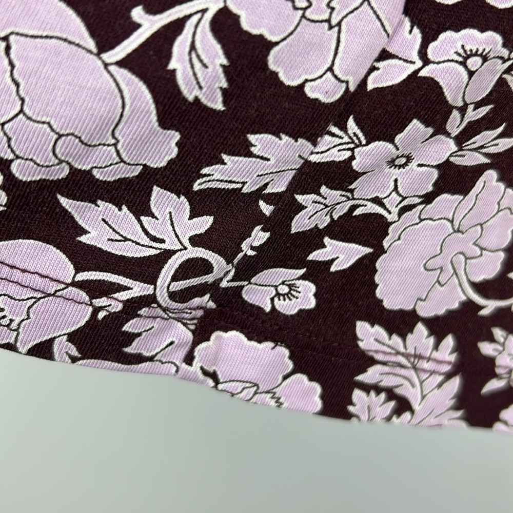 Lands' End Relaxed Fit Floral Cotton Long Sleeve Tee Large Petite Purple Lilac - Picture 9 of 11